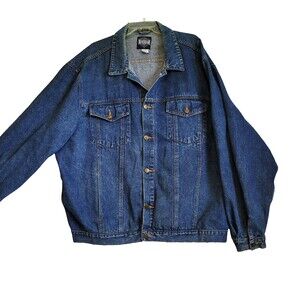 Vintage Trucker Jacket Mens 3XL Blue Denim Dark Wash Cotton Rodeo Cowboy